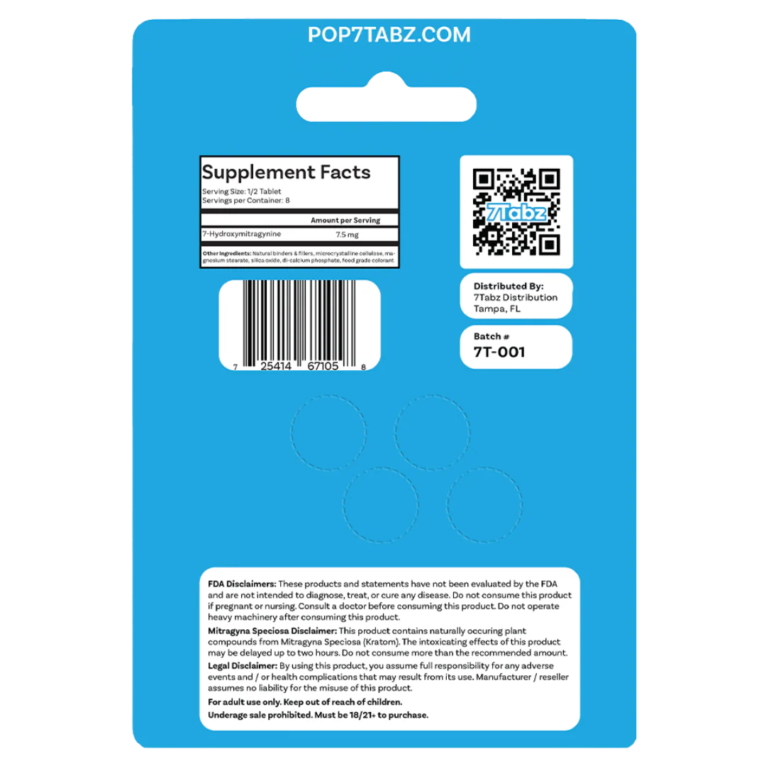7Tabz 7-Hydroxymitragynine Kratom Tablets - 4ct (15mg Each) - Image 6